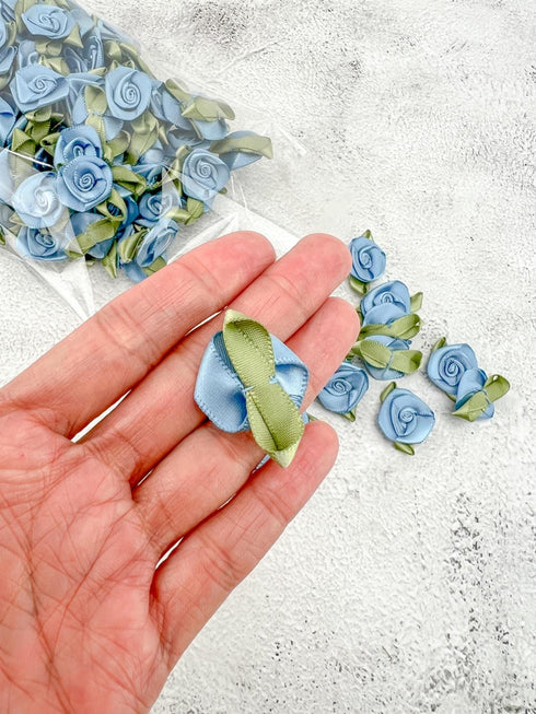 160 Mini Fabric Flowers Tiny Flowers Florals Blue Flowers Blue Mini Flowers NTN00091